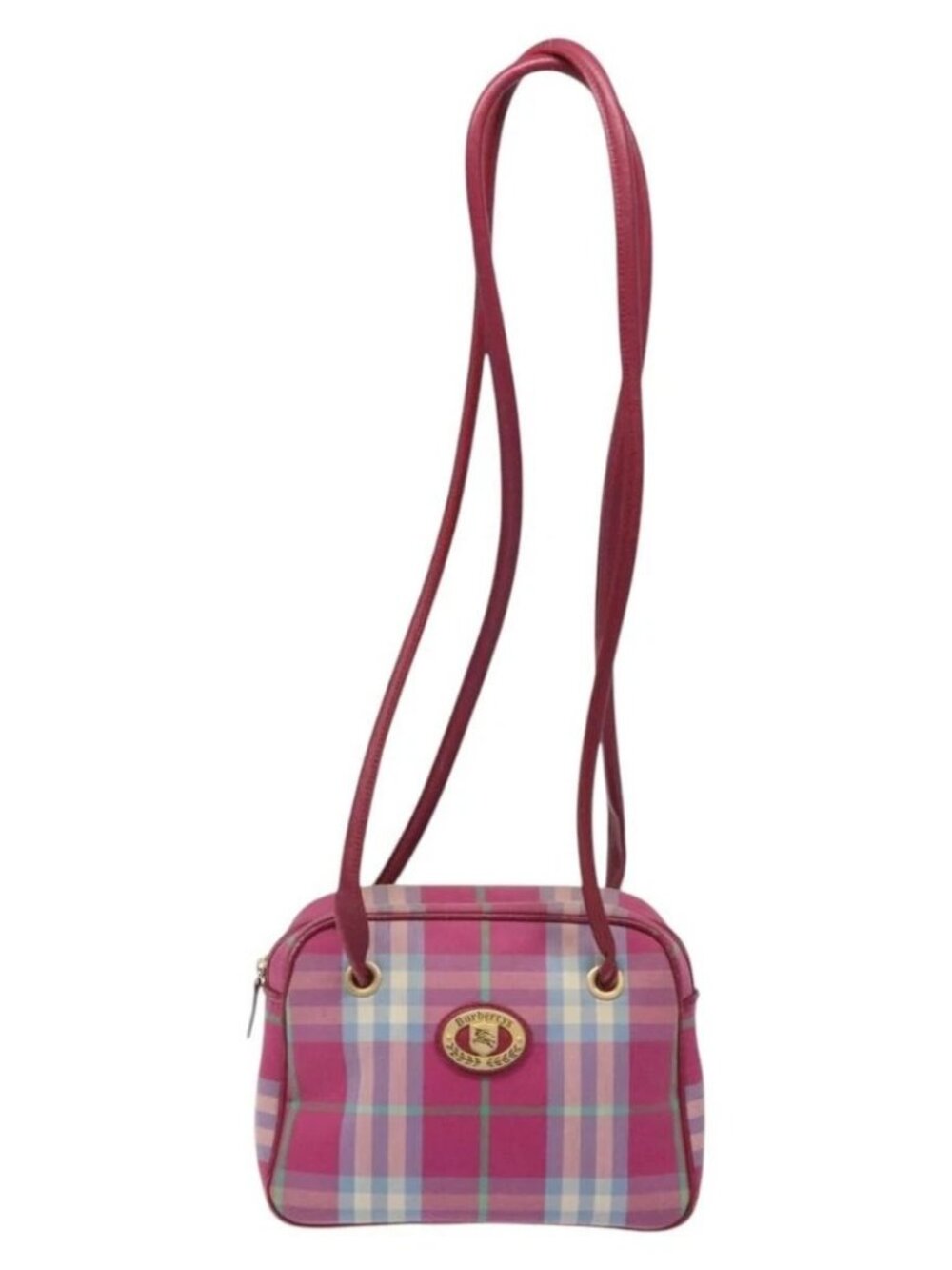 Burberrys Nova Check Shoulder Bag Canvas Pink Gold Auth 122611 - Picture 2 of 16